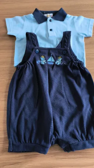 Conjunto pelele y polo niño, de 3-6 meses