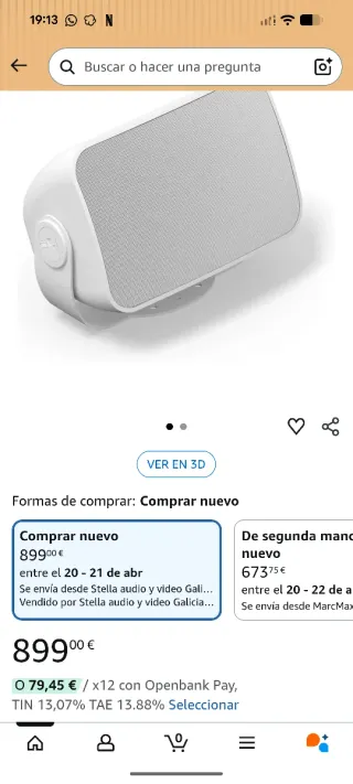Sonos Outdoor Bianchi (2 pz.) Nuovi