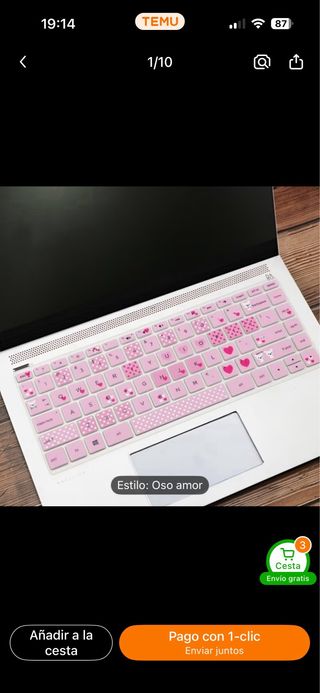 Protector Teclado Rosa Lunares y Corazones