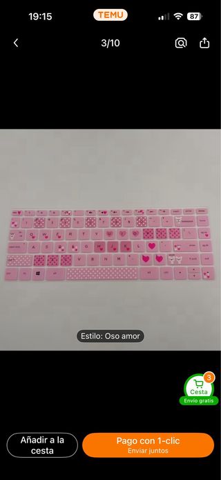 Protector Teclado Rosa Lunares y Corazones