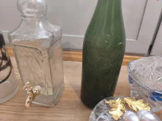 Lote Decoración Cristal y Botellas vintage