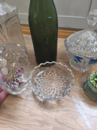 Lote Decoración Cristal y Botellas vintage