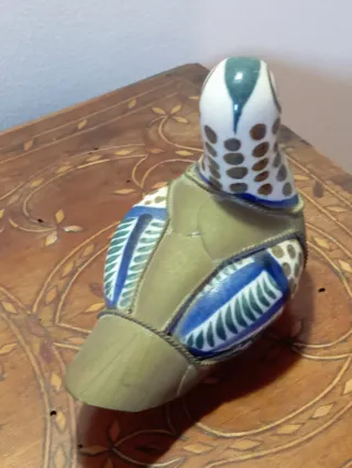 Pato decorativo cerámica y metal