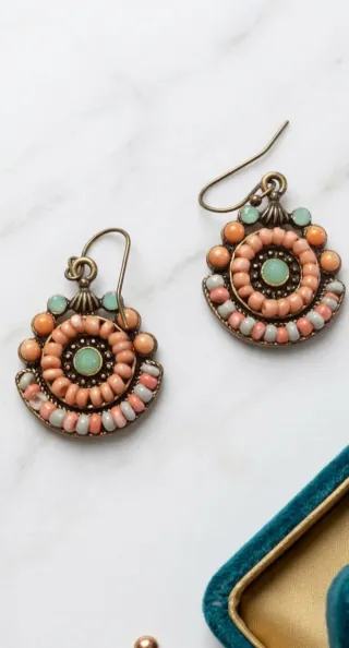 Set de pendientes dorados y rosas