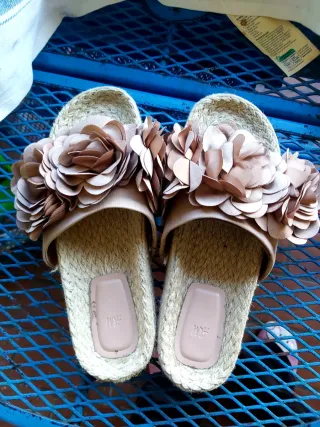 Ciabatte H&M paglia fiori beige/marrone 39