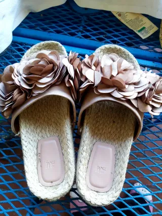 Ciabatte H&M paglia fiori beige/marrone 39