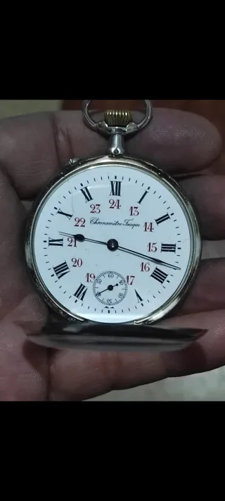 Reloj de bolsillo plata fina 51mm antiguo