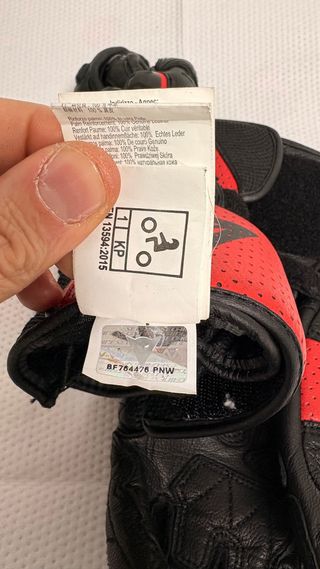 Guantes Dainese Talla S/8 Negros y Rojos piel