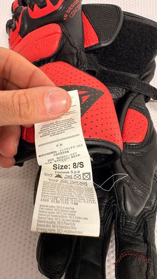 Guantes Dainese Talla S/8 Negros y Rojos piel