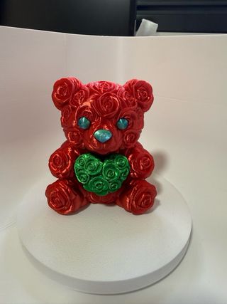 Oso de peluche con rosas y corazón 3d