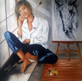 "La Mirada de la Creadora" Original sobre tabla