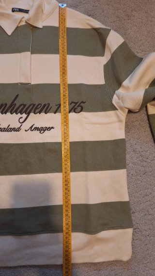 Sudadera Zara Polo Rayas Verde Beige