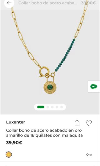 Collar luxenter Oro y Verde