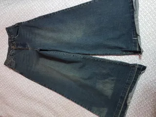 Pantaloni jeans vita alta palazzo
