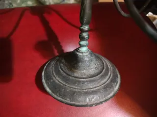 Candelabro cobre antiguo patina verde 32x28