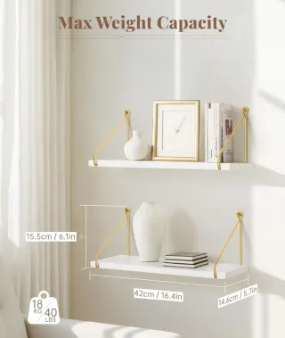 Scaffali a Parete Dorati e Bianchi