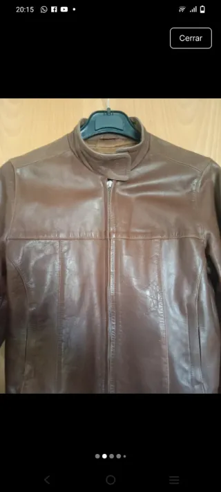 Cazadora cuero mujer Zara marrón