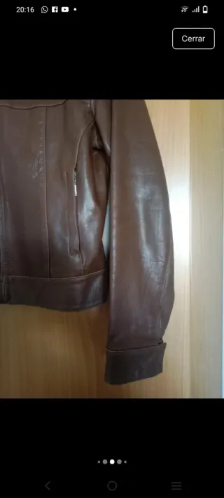 Cazadora cuero mujer Zara marrón
