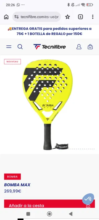 Pala de pádel Tecnifibre Bomba Max