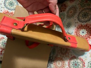 Bolso Cartera Porta Documentos Marrón y Rojo