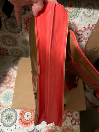 Bolso Cartera Porta Documentos Marrón y Rojo
