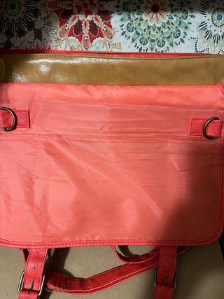 Bolso Cartera Porta Documentos Marrón y Rojo
