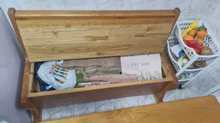 Mesa y banco madera maciza en MÓSTOLES.