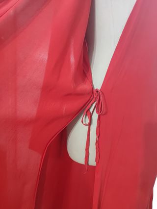 Calvin Klein/ Maxi vestido cruzado seda fresa S M