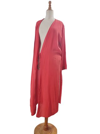 Calvin Klein/ Maxi vestido cruzado seda fresa S M