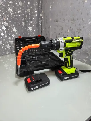 Taladro Atornillador 28V +2 Baterías y Accesorios