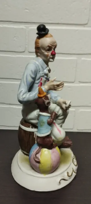 Figura payaso y perro porcelana