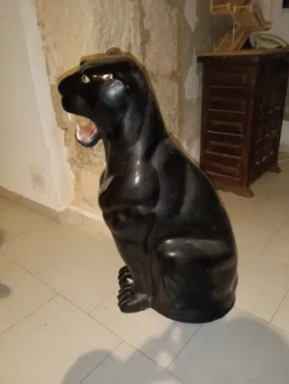 Figura Pantera Negra Cerámica Vintage 80cm