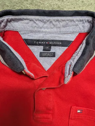Polo Tommy Hilfiger Rojo Talla L Hombre Vintage