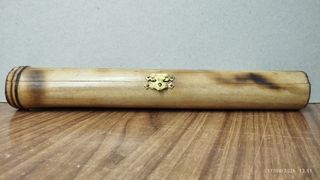 Estuche antiguo bambú plumas/pinceles