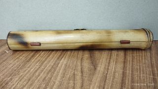 Estuche antiguo bambú plumas/pinceles