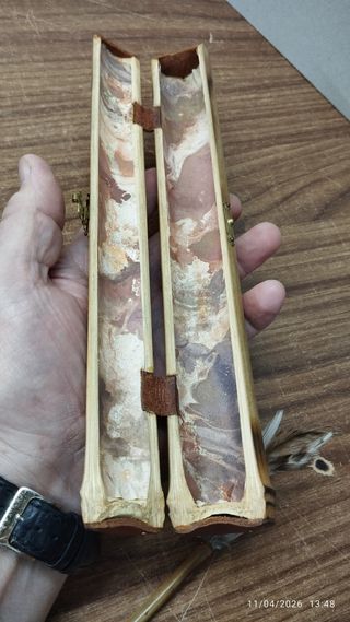 Estuche antiguo bambú plumas/pinceles