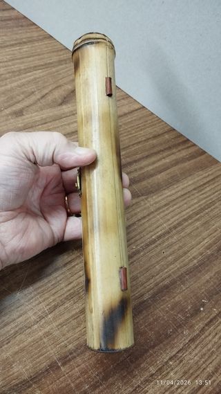 Estuche antiguo bambú plumas/pinceles