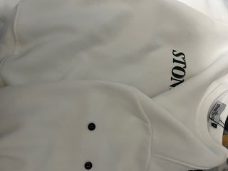 Sudadera Stone Island Blanca Logo Verde