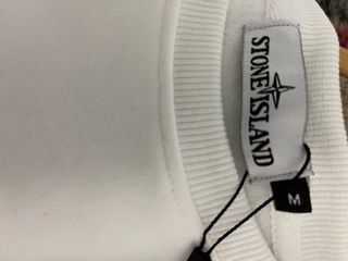 Sudadera Stone Island Blanca Logo Verde