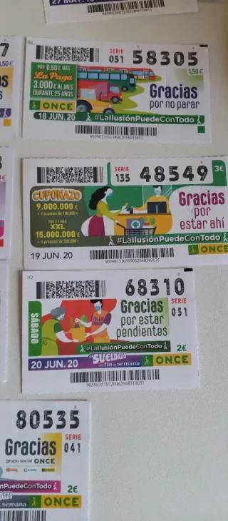 Lote 7 Boletos ONCE Pandemia