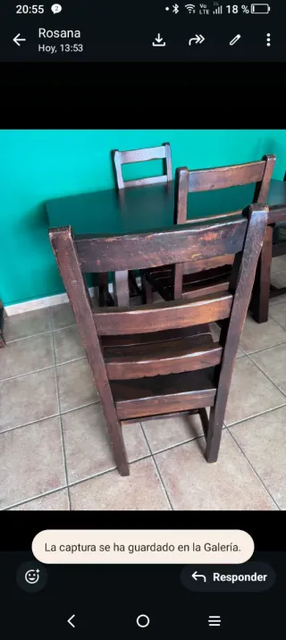 Mesa de madera maciza con 4 silla Silla 95x45x42