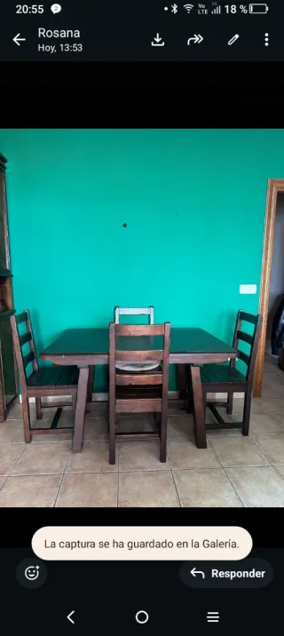 Mesa de madera maciza con 4 silla Silla 95x45x42