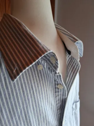 Camisa Rayas Cortefiel Azul y Blanca