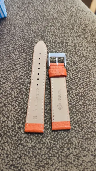 Correa de piel para reloj naranja