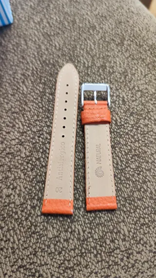 Correa de piel para reloj naranja