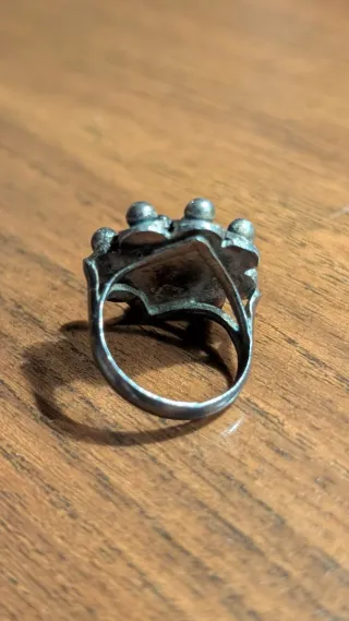 Anillo antiguo plata diseño floral