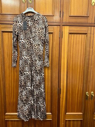 Vestido largo estampado leopardo
