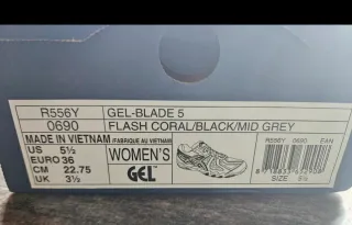 Asics Gel-Blade 5 R556Y Coral/Gris Talla 36