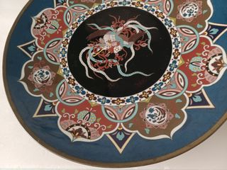 Plato antiguo esmalte cloisonné chino S. XIX
