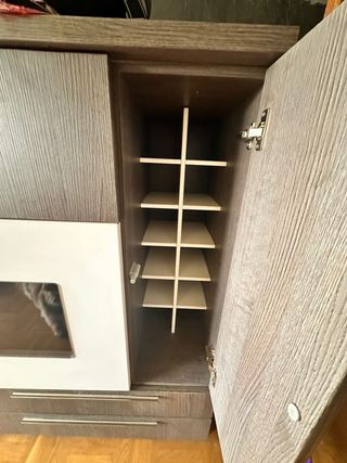 Mueble de salón modular madera y cristal